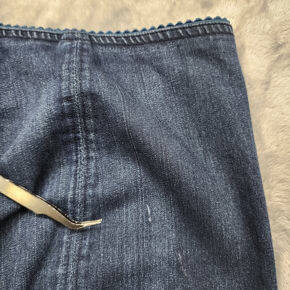 Mesmerize Jeans Womens 12 Blue High Rise Zip Front Crop Ankle Slit Hems Stretch - Picture 8 of 15